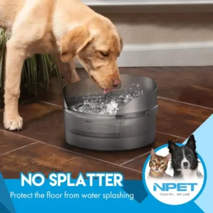 NPET DF10-SG Dog Water Fountain, 1.3 Gallon/170oz/5L Large Automatic Dog Water Bowl with Splatter Guard