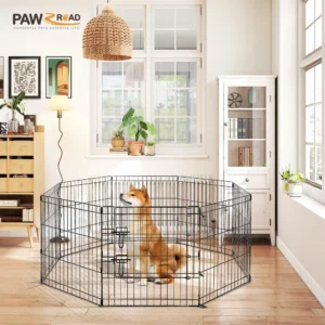 Foldable Metal Dog Playpen for Indoor/Outdoor, Pet Dog Fence Exercise, Pet Puppy Playpen Cage for Yard, Easy Assemble Cat House